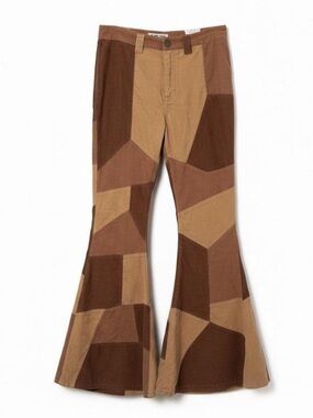 Free People Flare Leg Patchwork Cords Sz 28 NEW Off the Grid Brown